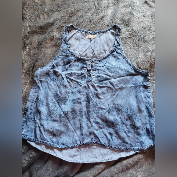 Life in Progress denim tank top. Size medium. - Picture 1 of 5